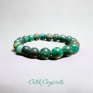 Emerald Stone Bracelet 10mm Natural Stones Stretch Crystals